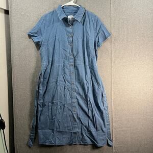 Denim & Co. Lyocell Swing Shirt Dress Medium Wash Size Medium